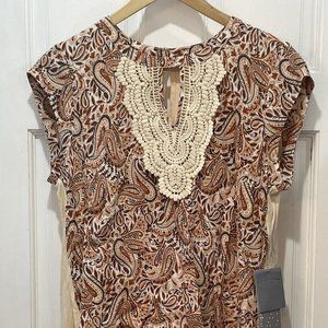 Daniel Rainn Stitch Fix Petite Womens Size Medium Multicolor Paisley Blouse